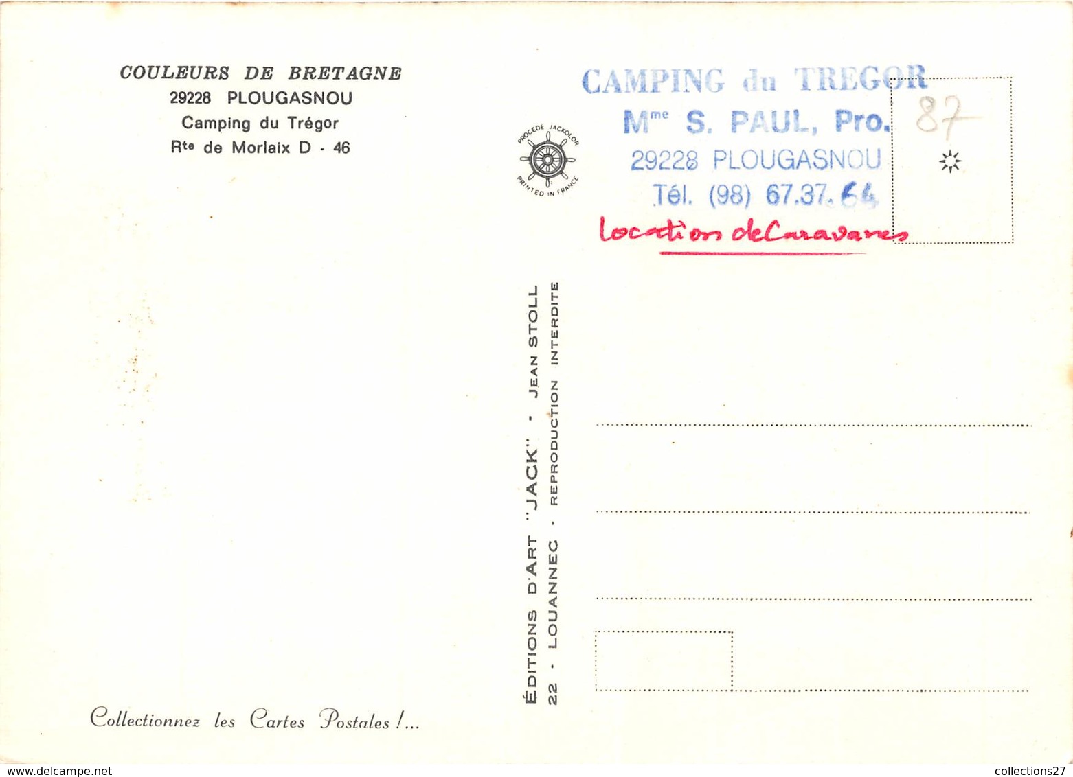 29-PLOUGASNOU- CAMPING DU TREGOR , ROUTE DE MORLAIX - Plougasnou