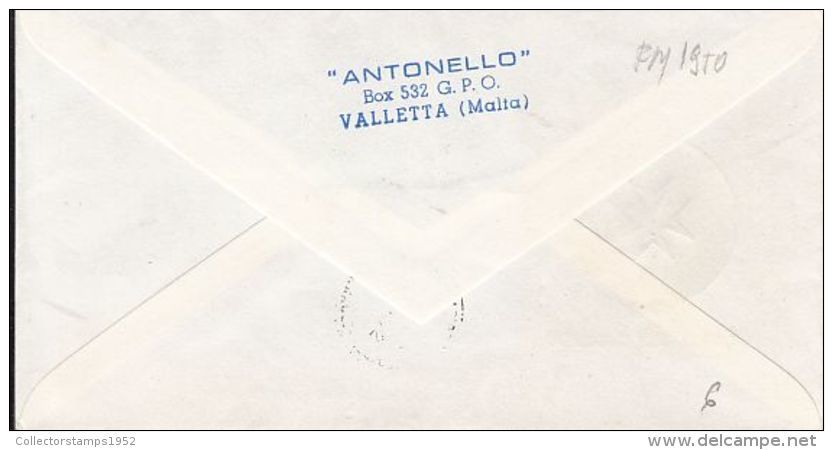 6757FM- STARS, EUROPA CEPT, REGISTERED COVER FDC, 1972, MALTA - 1972