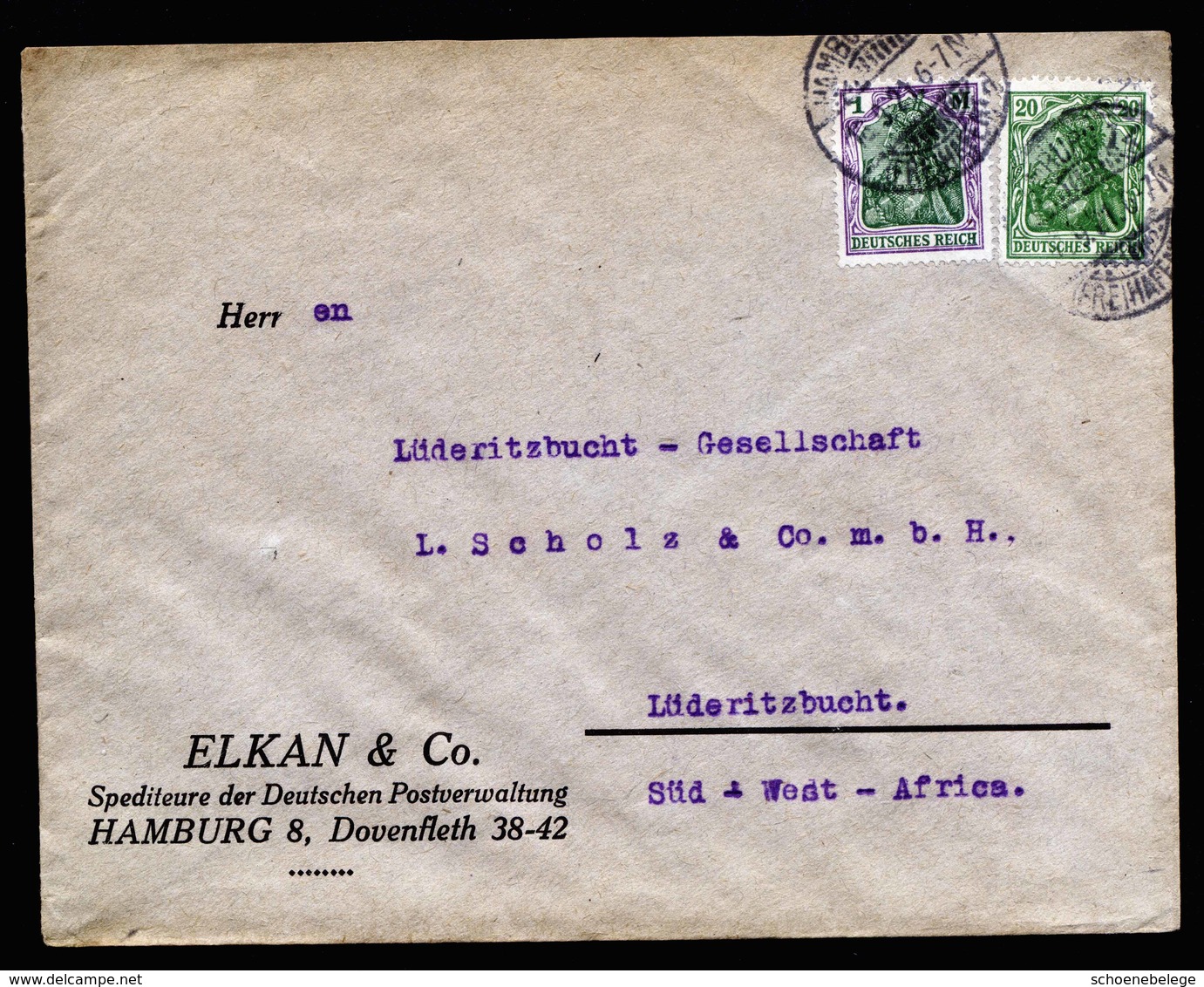A6252) DR Infla Brief Hamburg 18.09.21 N. Lüderitzbucht / Südwestafrika SWA - Briefe U. Dokumente