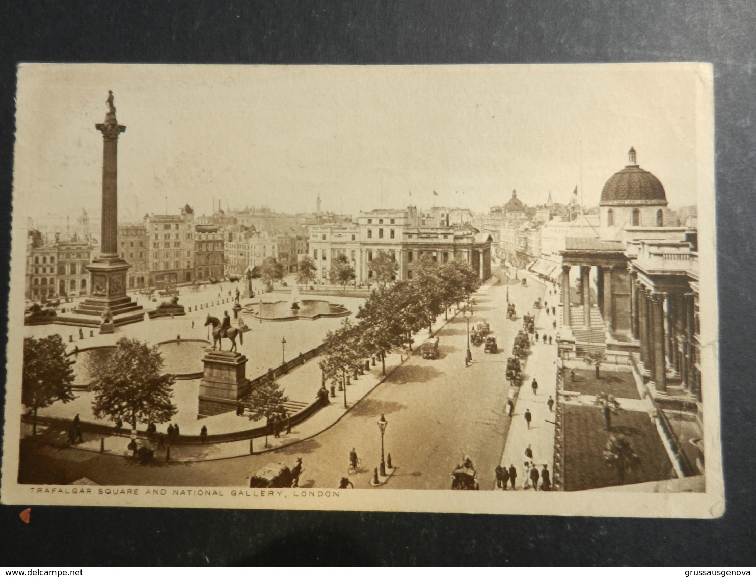 19949) LONDON TRAFALGAR SQUARE AND NATIONAL GALLERY VIAGGIATA 1919 MINIMO STRAPPO A DESTRA - Trafalgar Square