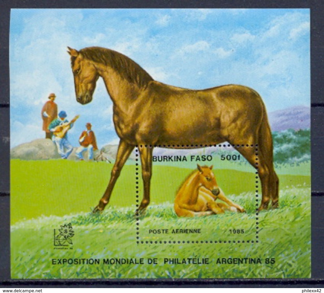 Burkina Faso 121 Bloc N° 30 Cheval (chevaux Horse Horses) Argentina 1985 - Chevaux