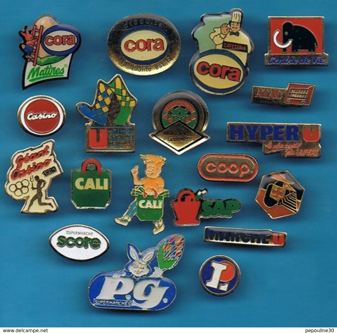 LOT : 19 PIN'S // ** 19 LOGOS // SUPERMARCHÉS / DIFFÉRENTS ** - Lots