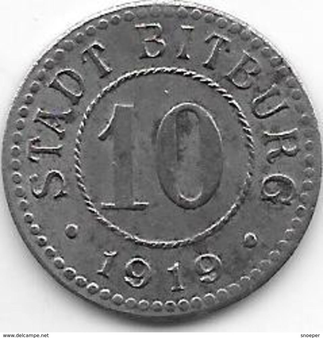 Notgeld Bitburg 10 Pfennig 1919 Fe 1566.1 /F43.1 - Andere & Zonder Classificatie