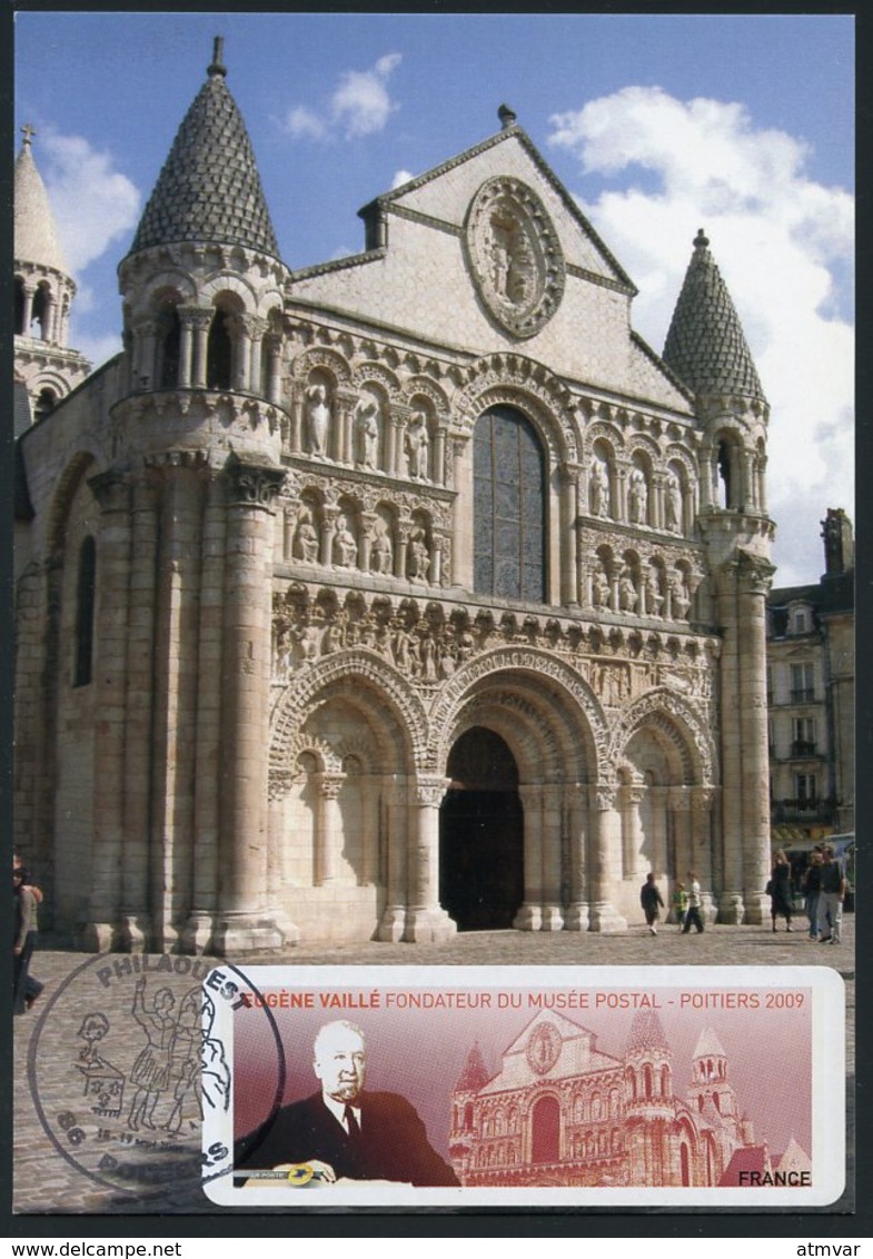 FRANCE (2009) - Carte Maximum Card - ATM LISA - Eugène Vaillé, Poitiers Philaouest, Eglise Nôtre-Dame-la-Grande / Church - 2000-2009