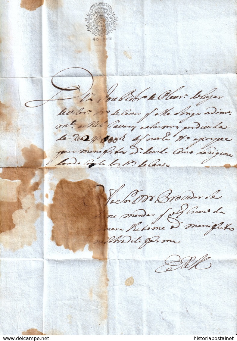 1838. FIGUEIRO A LEIRIA. CARTA SERVICIO OFICIAL. MARCA "FIGUEIRO" LINEAL TINTA ESCRIBIR. MUY INTERESANTE Y RARA. - Lettres & Documents
