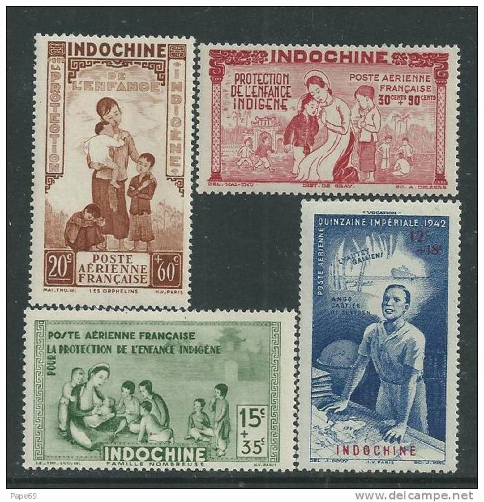 Indochine P.A. N° 20 / 23  XX  P.E.I.Q.I. La Série Des 4 Valeurs Sans Charnière, TB - Neufs