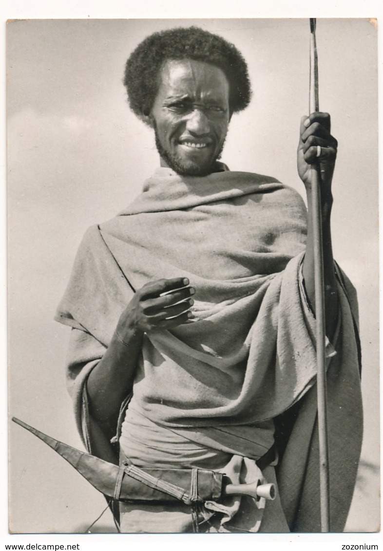 ETHIOPIA  Karayou Shepherd 1950s Old Real Photo Card - Afrique