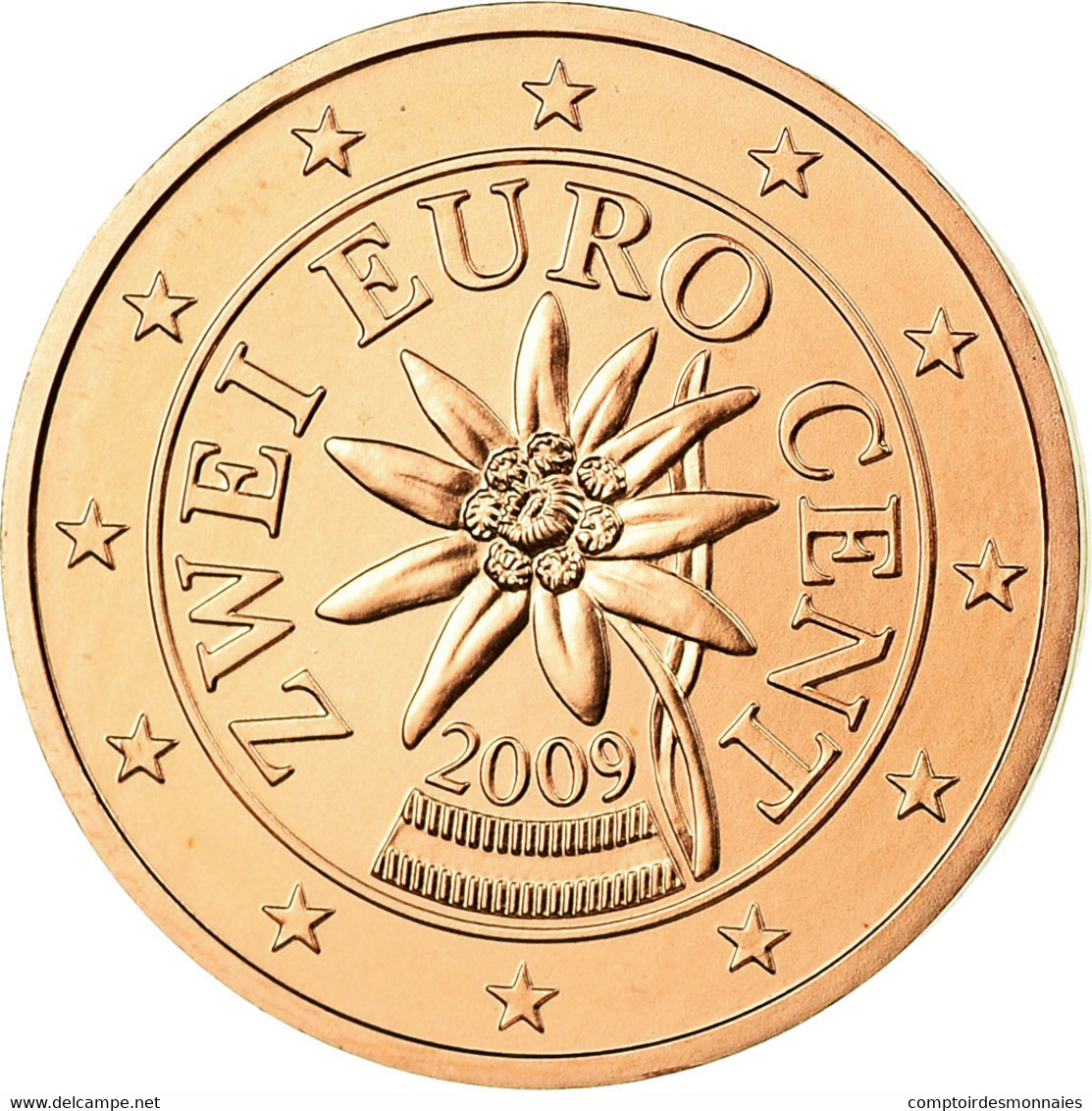 Autriche, 2 Euro Cent, 2009, SPL, Copper Plated Steel, KM:3083 - Autriche