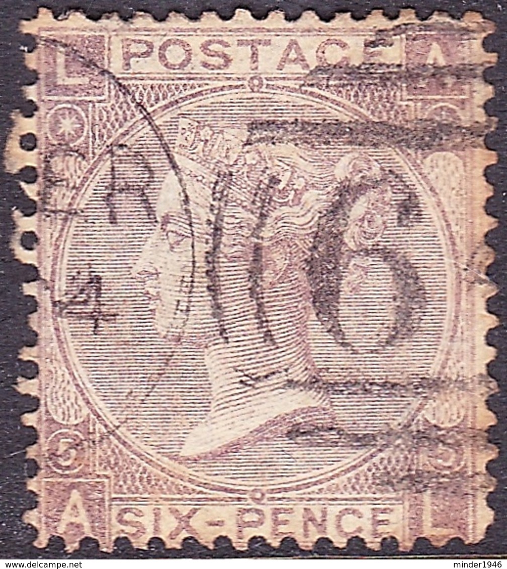 GREAT BRITAIN 1865 QV 6d Lilac Plate 5 SG97 Used CV £80 - Used Stamps