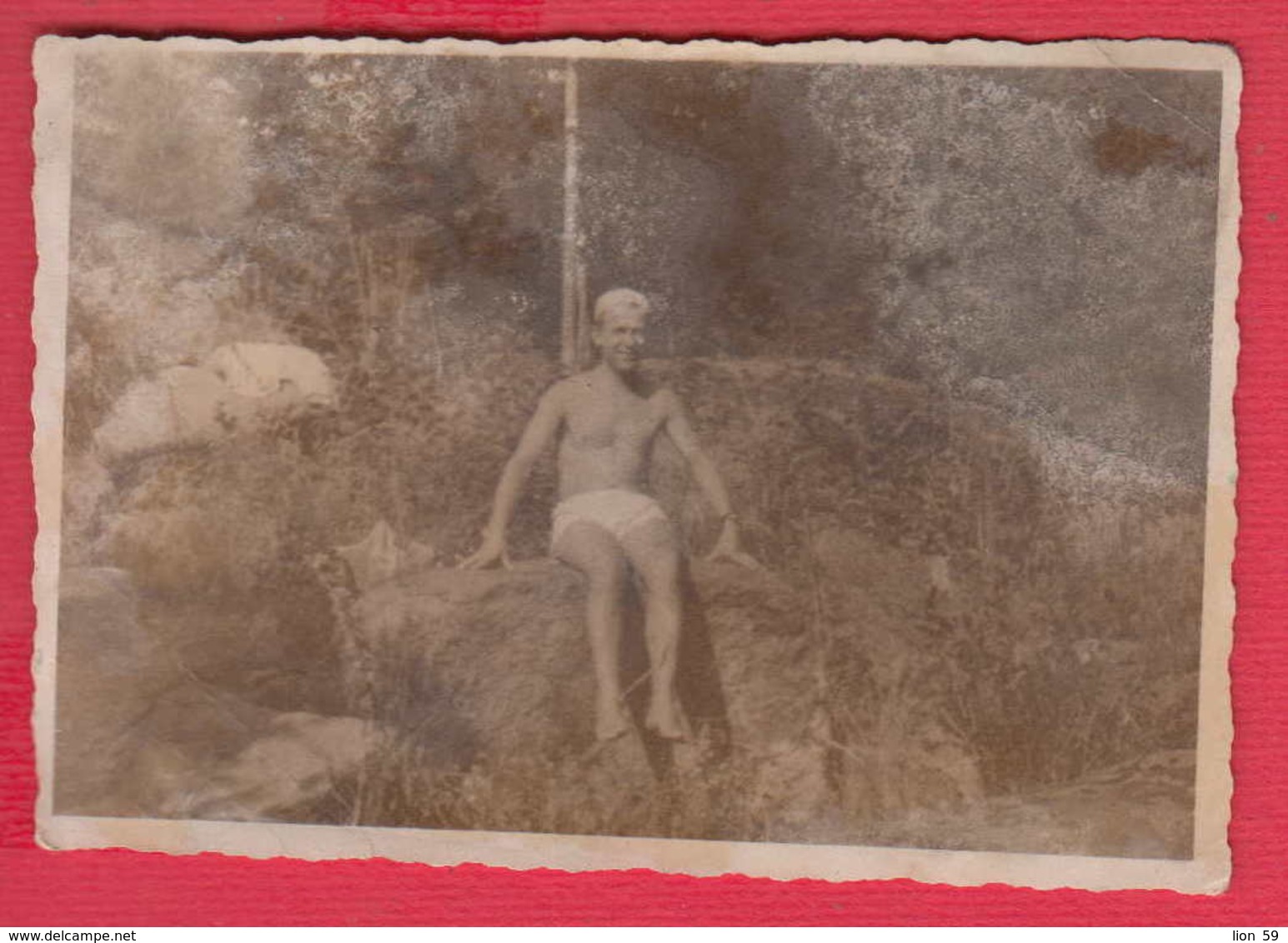 244300 / Vintage Orig Photo Naked Nude - Muscular Guy Man , RIVER MOUNTAIN  Bulgaria Bulgarie - Personnes Anonymes