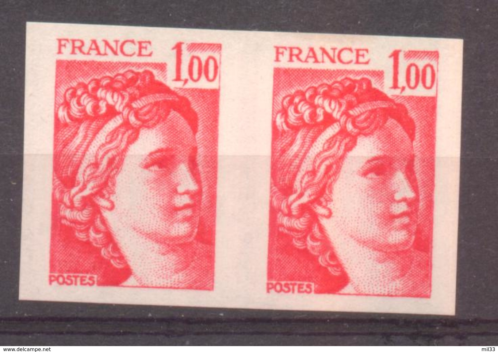 Paire De Sabine 1F Rouge YT 1972 De 1977 Sans Trace Charnière - Unclassified