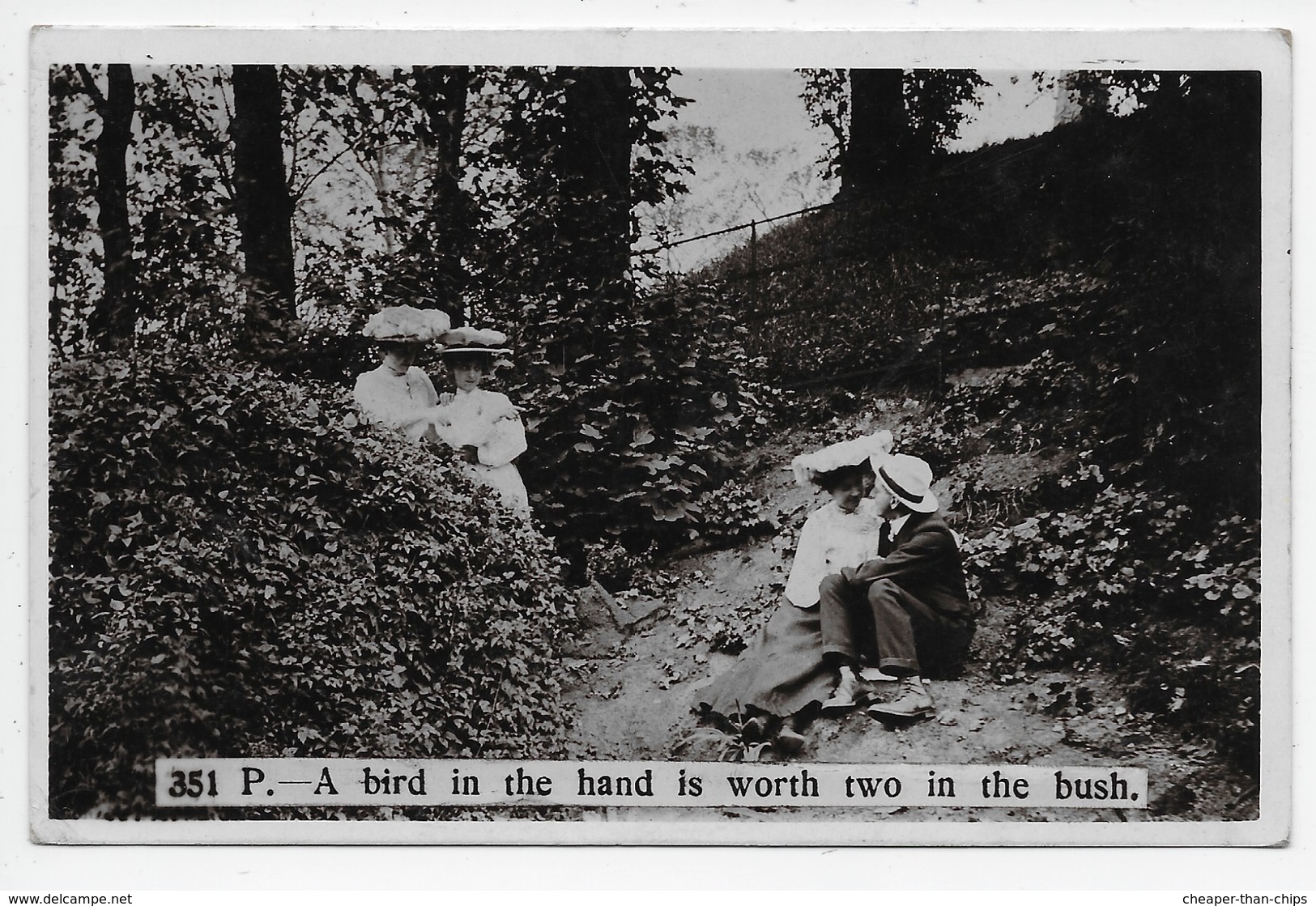 Edwardian Card - Proverb - A Bird In The Hand - Living Picture Series - Couples