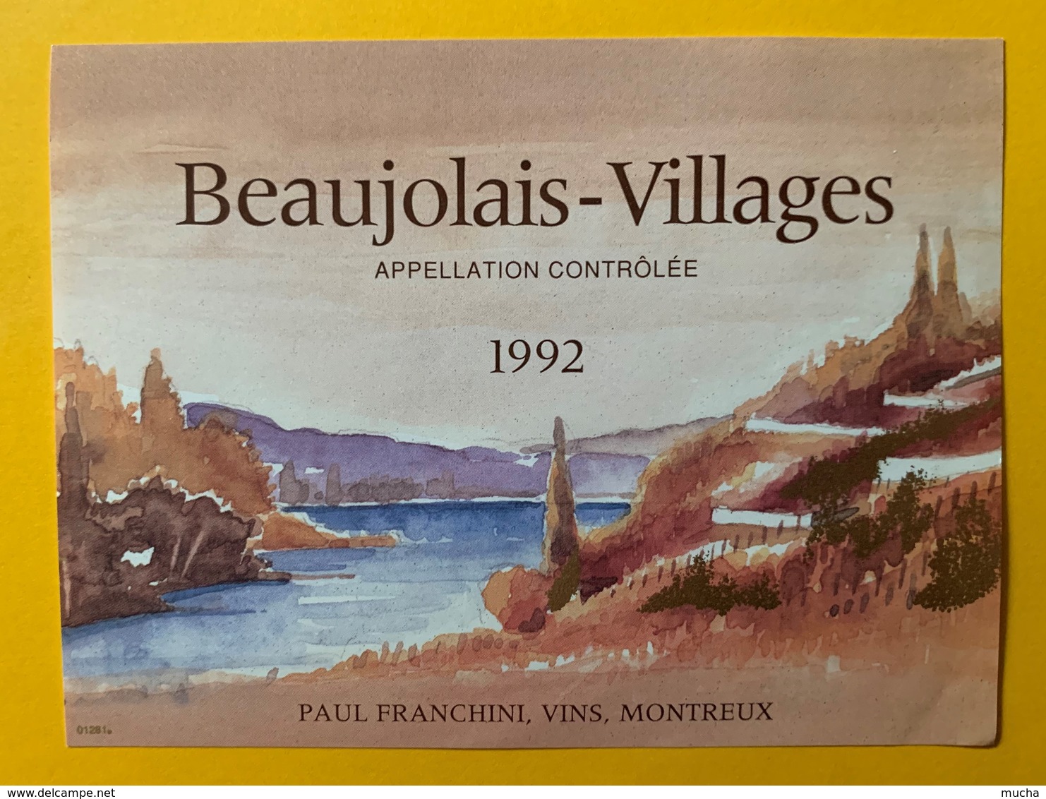 10493 - Spécialité 2 étiquettes Avec Et Sans Impression Beaujolais Village 1992 - Beaujolais