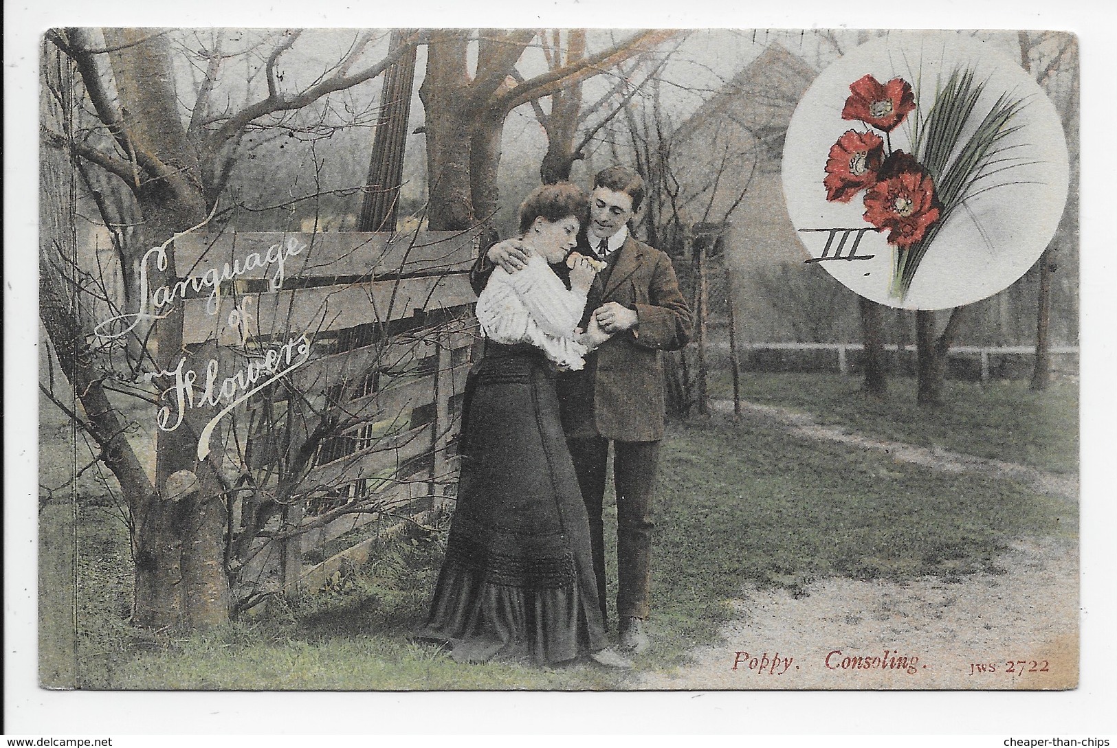 Edwardian Card - Language Of Flowers - Poppy - Consoling - Welch JWS 2722 - Flowers