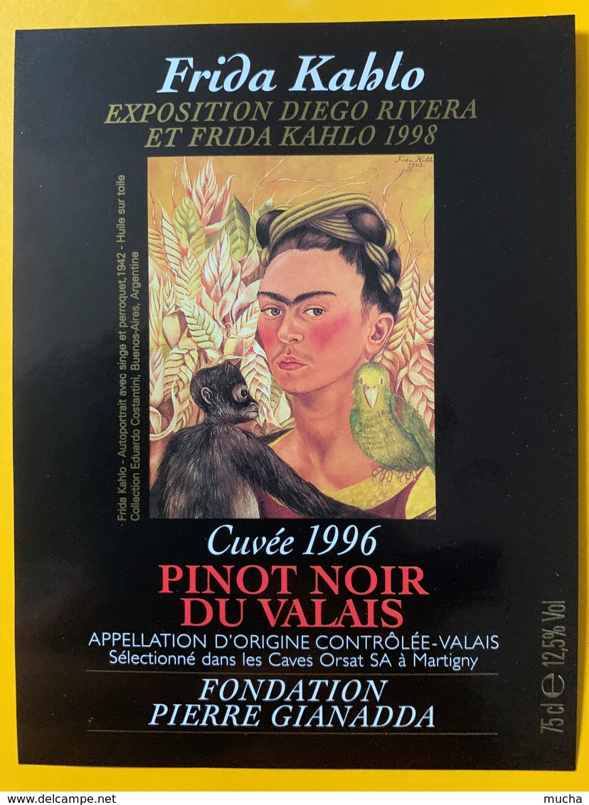 10507 -  Fondation Pierre Gianada Exposition Diego Riva & Frida Kahlo 1998 2 étiquettes Chardonnay Pinot Noir - Arte