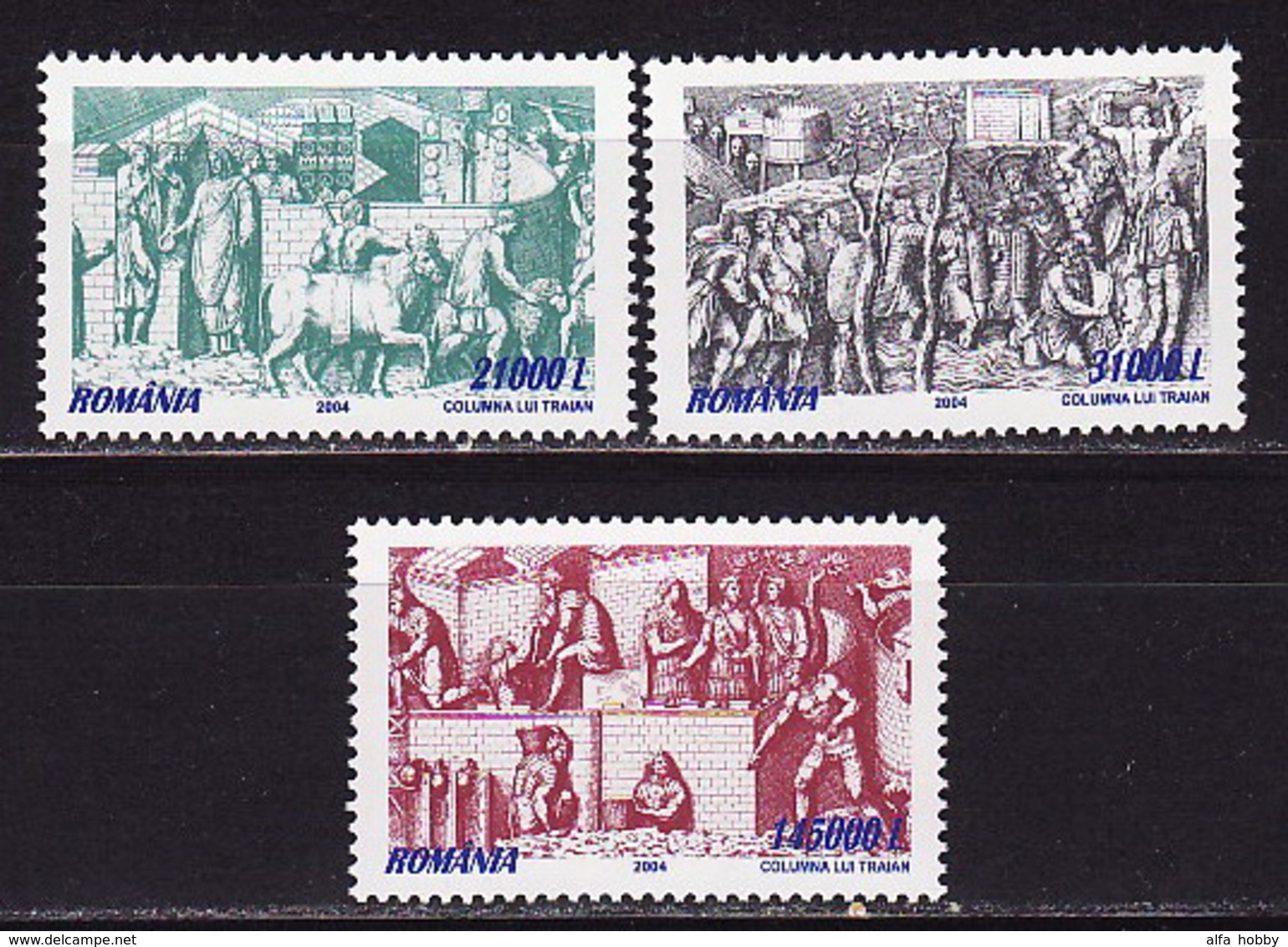 Romania, 2004, Marble Bas-reliefs, Trajan's Column, 3 Stamps - Ongebruikt