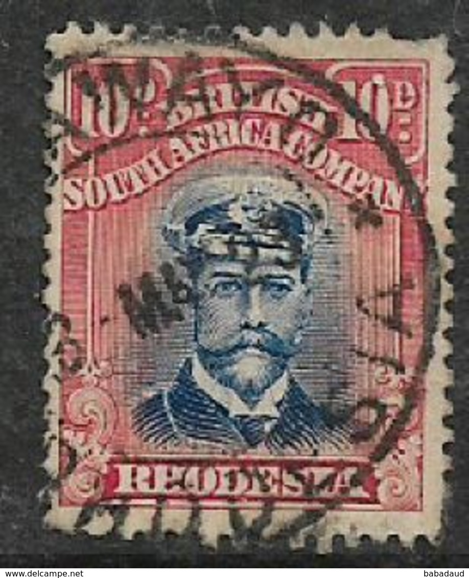 Rhodesia / B.S.A.Co., 1913, GVR, Admiral Head,  10d, Die III, Perf 14, Used - Zuid-Rhodesië (...-1964)