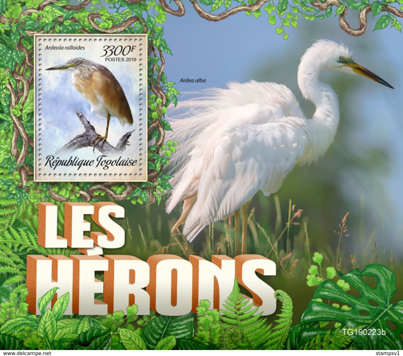 Togo.  2019 Herons. (0223b)   OFFICIAL ISSUE - Cigognes & échassiers