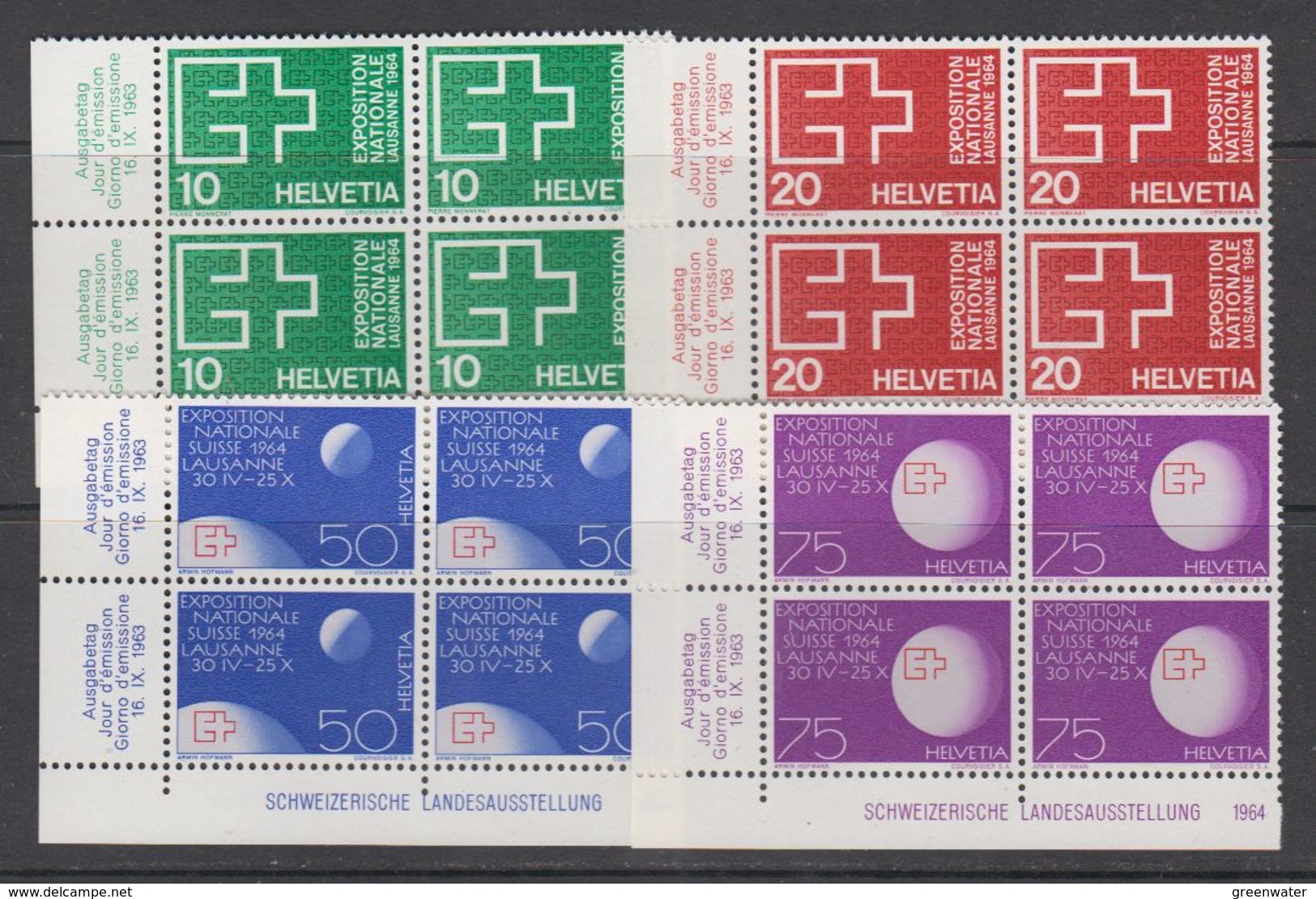 Switzerland 1963 National Swiss Exhibition 4v Bl Of  4 (corner) ** Mnh (43351) - Nuevos