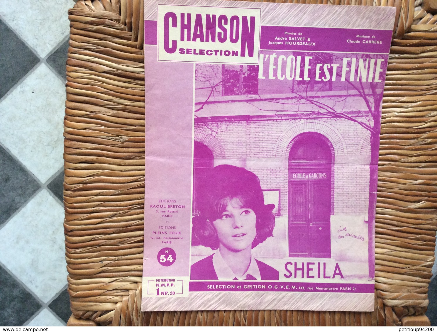 PARTITION MISICALE  *SHEILA  L’Ecole Est Finie - Partitions Musicales Anciennes