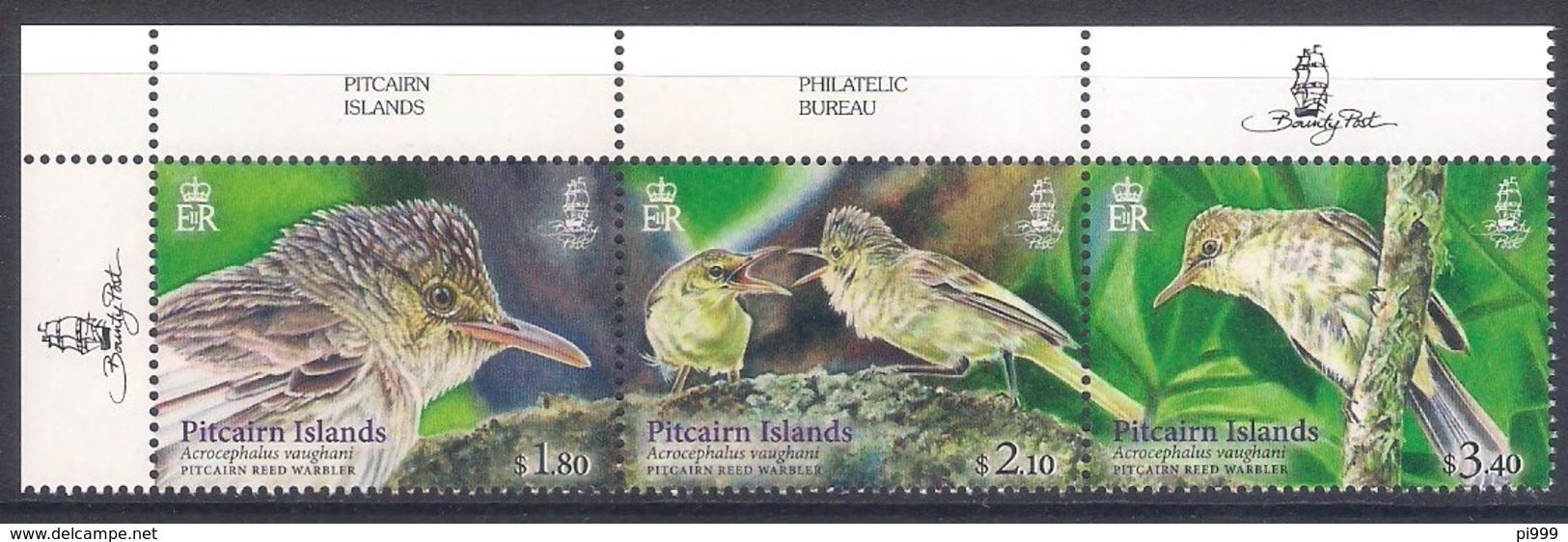 Pitcairn Isl. (2019) Uccelli Birds Oiseaux: Pitcairn Reed Warbler (acrocephalus Vaughani); Strip Of 3 Stamps [MNH] - Moineaux