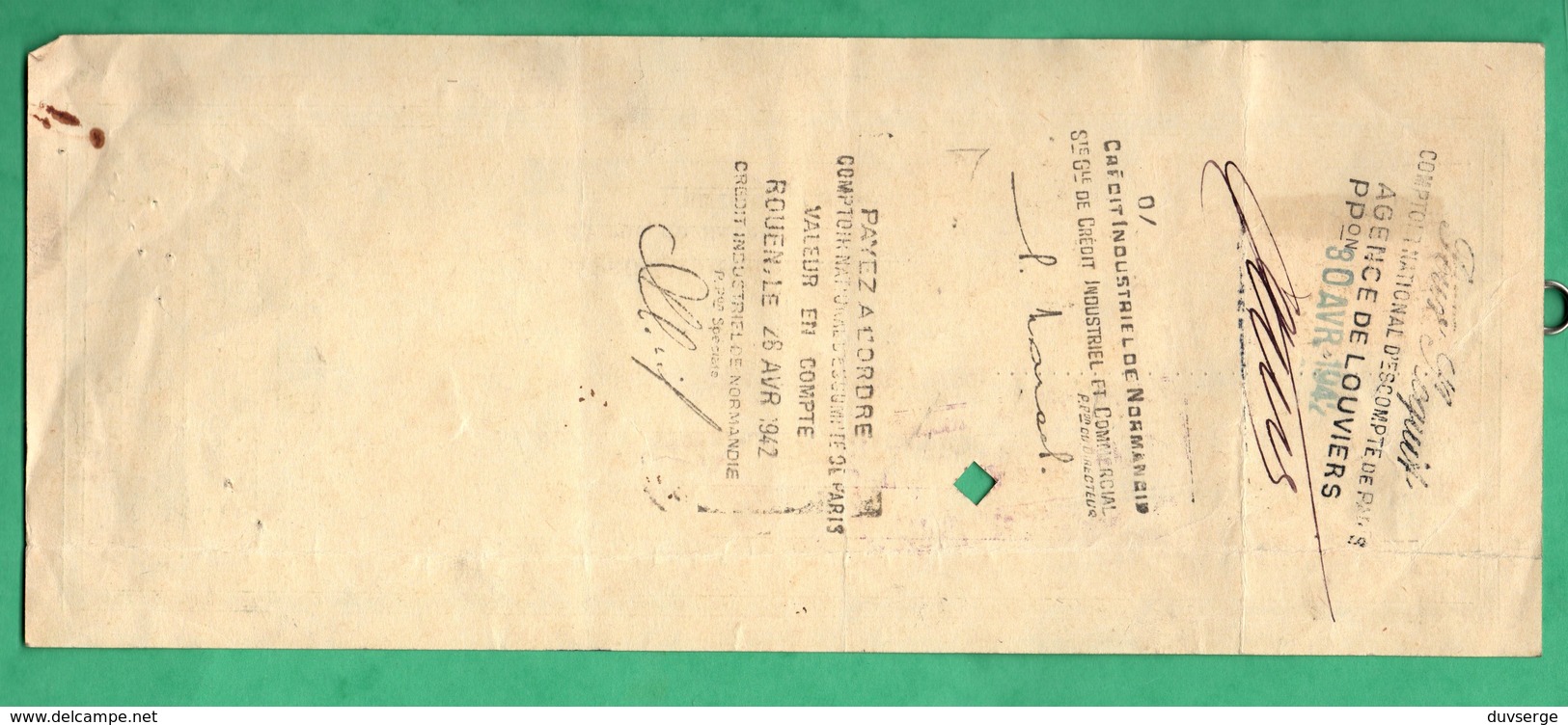 1942 cheque lot de 5 cheques O F M I levallois pour imprimerie fromentin louviers voir 10 scans format 28cm x 11,5cm