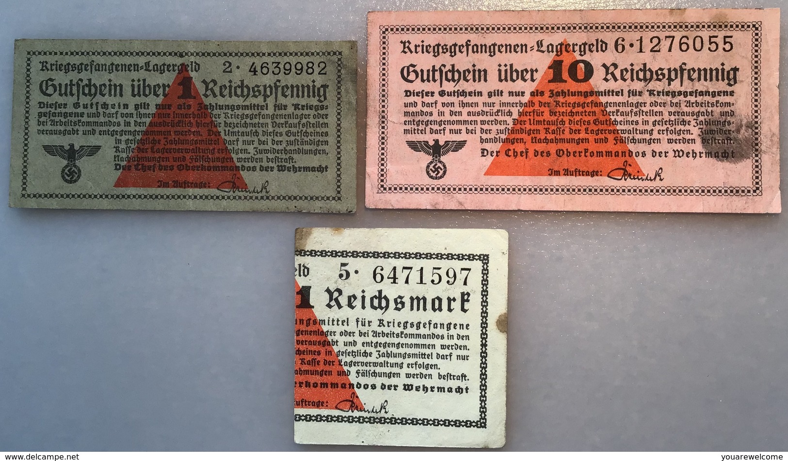 KRIEGSGEFANGENEN LAGERGELD WEHRMACHT 1939-45 Ro 515-516 (II.WK WW2 POW Gutscheine Banknoten Deutsches Reich Billet Camp - Verrechnungsscheine - Dt. Wehrmacht