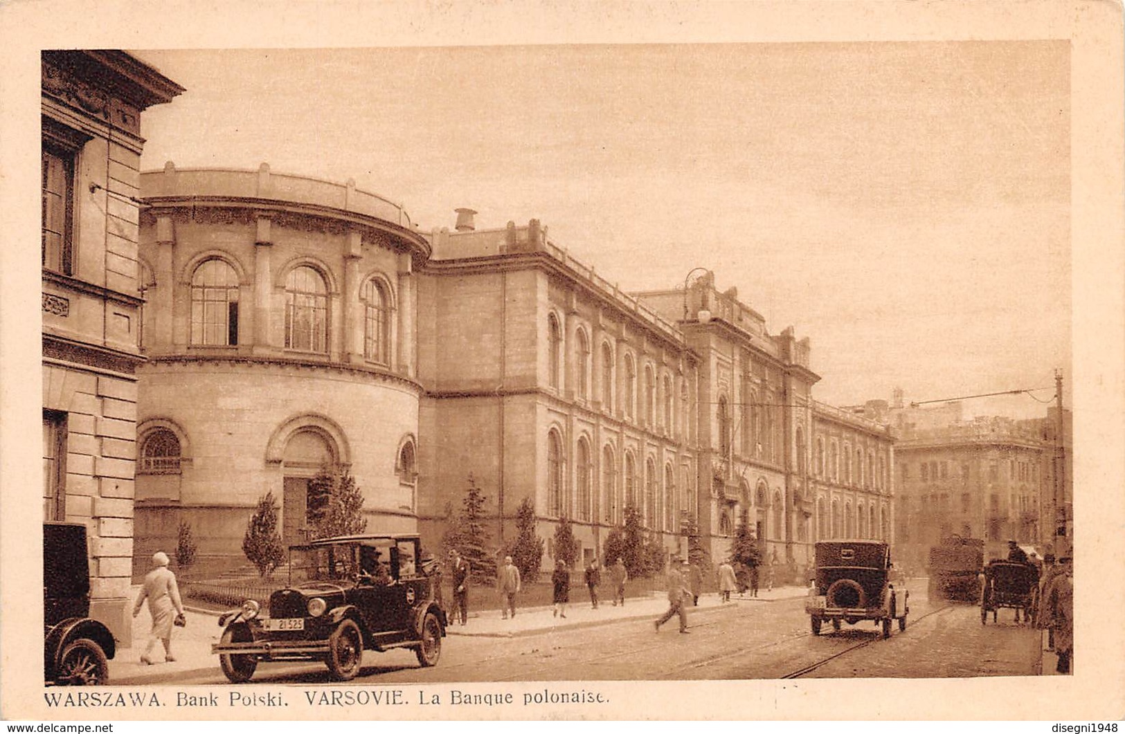 M08292 "WARSZAWA-BANK POLSKI-VARSOVIE-LA BANQUE POLONAISE"ANIMATA-AUTO '20-CART. ORIG. NON SPED. - Polonia