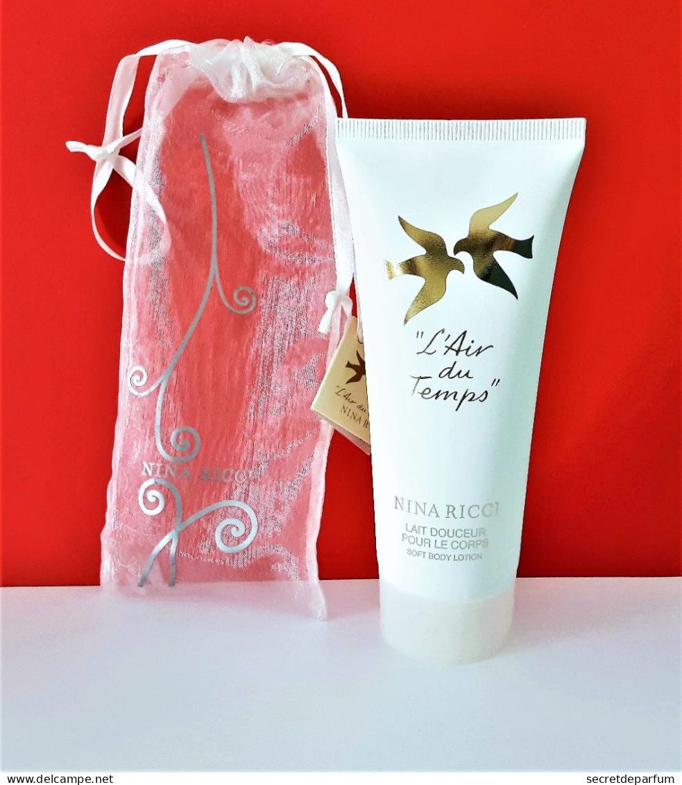 Tube Neuf Crème L'AIR Du TEMPS  De NINA RICCI  Lait  Douceur Pour Le Corps 100 Ml + Pochette Satin Blanc - Beauty Products