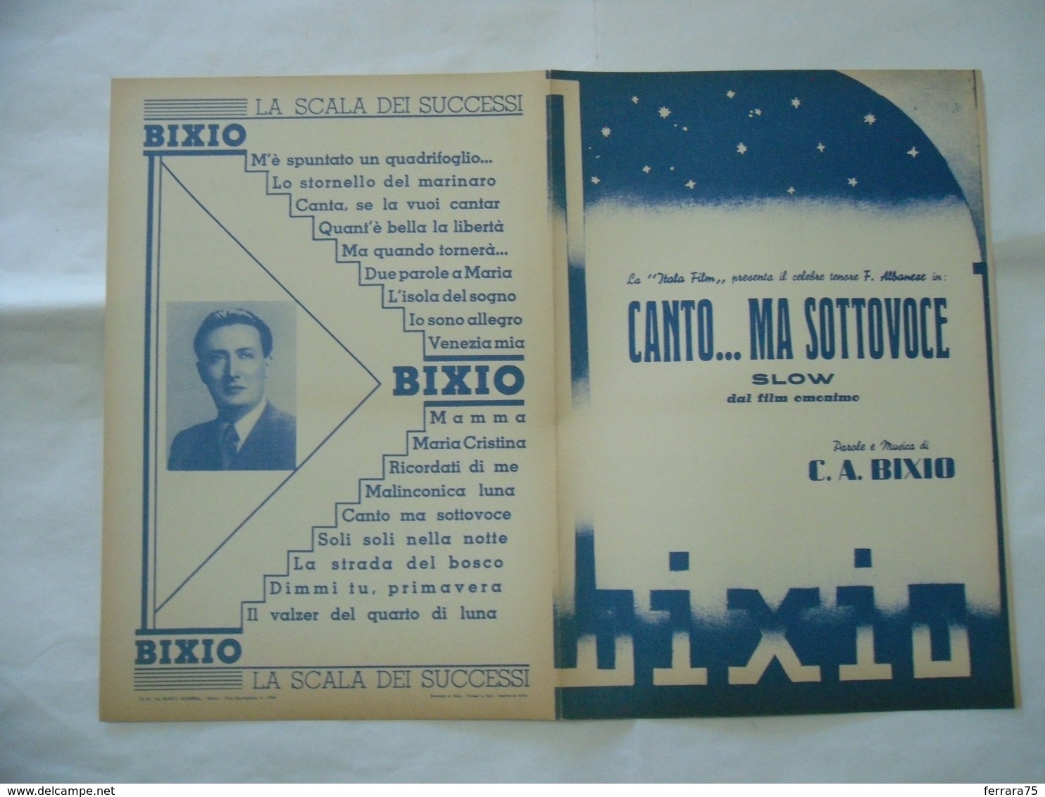 SPARTITO MUSICALE CANTO MA SOTTOVOCE C.A. BIXIO. - Altri & Non Classificati