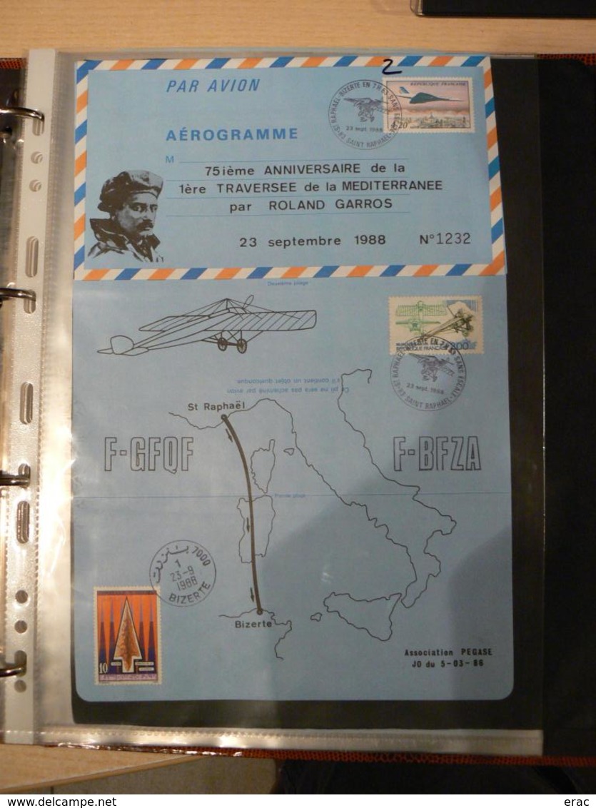 Aérogramme 1988 - 75 Ans De La 1ère Traversée De La Méditerranée Par Roland Garros - Saint Raphaël à Bizerte - N° 1232 - Aerogramme