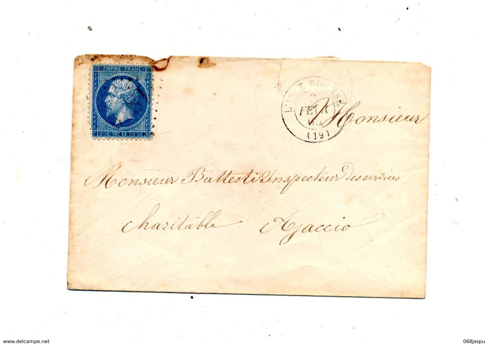 Lettre Cachet Losange  L'isle Sur Napoleon + Ajaccio - 1849-1876: Période Classique