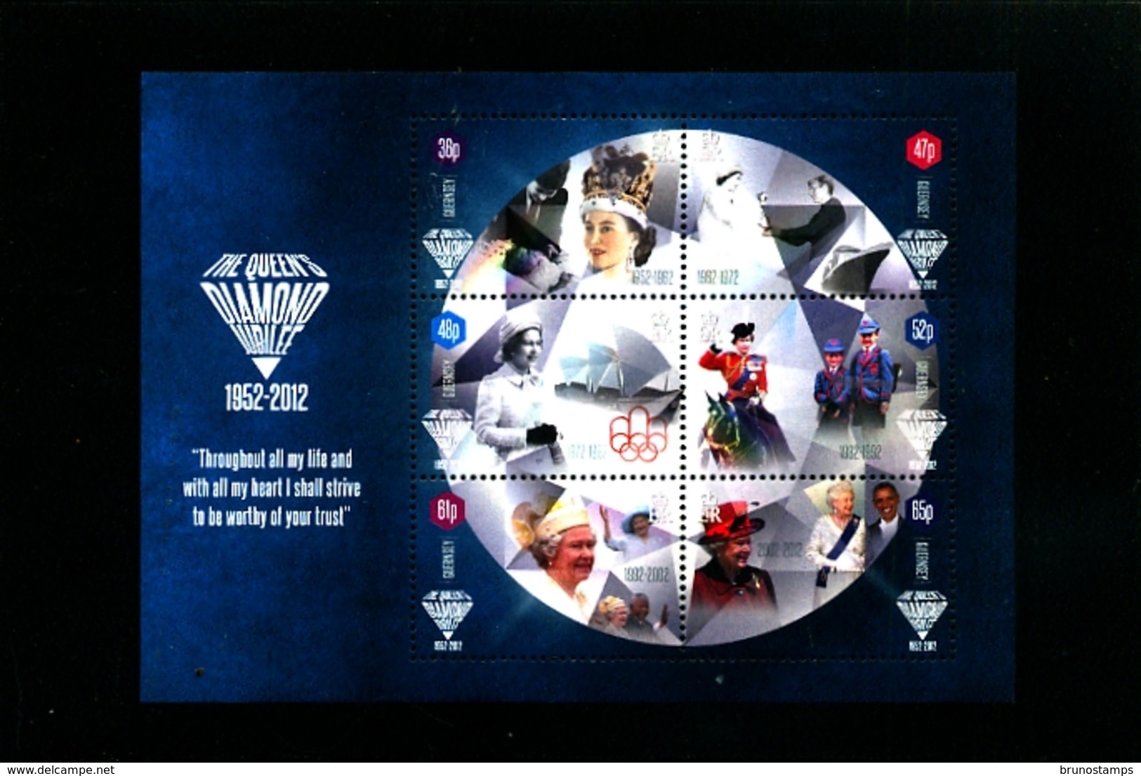 GUERNSEY - 2012  THE QUEEN'S DIAMOND JUBILEE  MS MINT NH - Guernesey