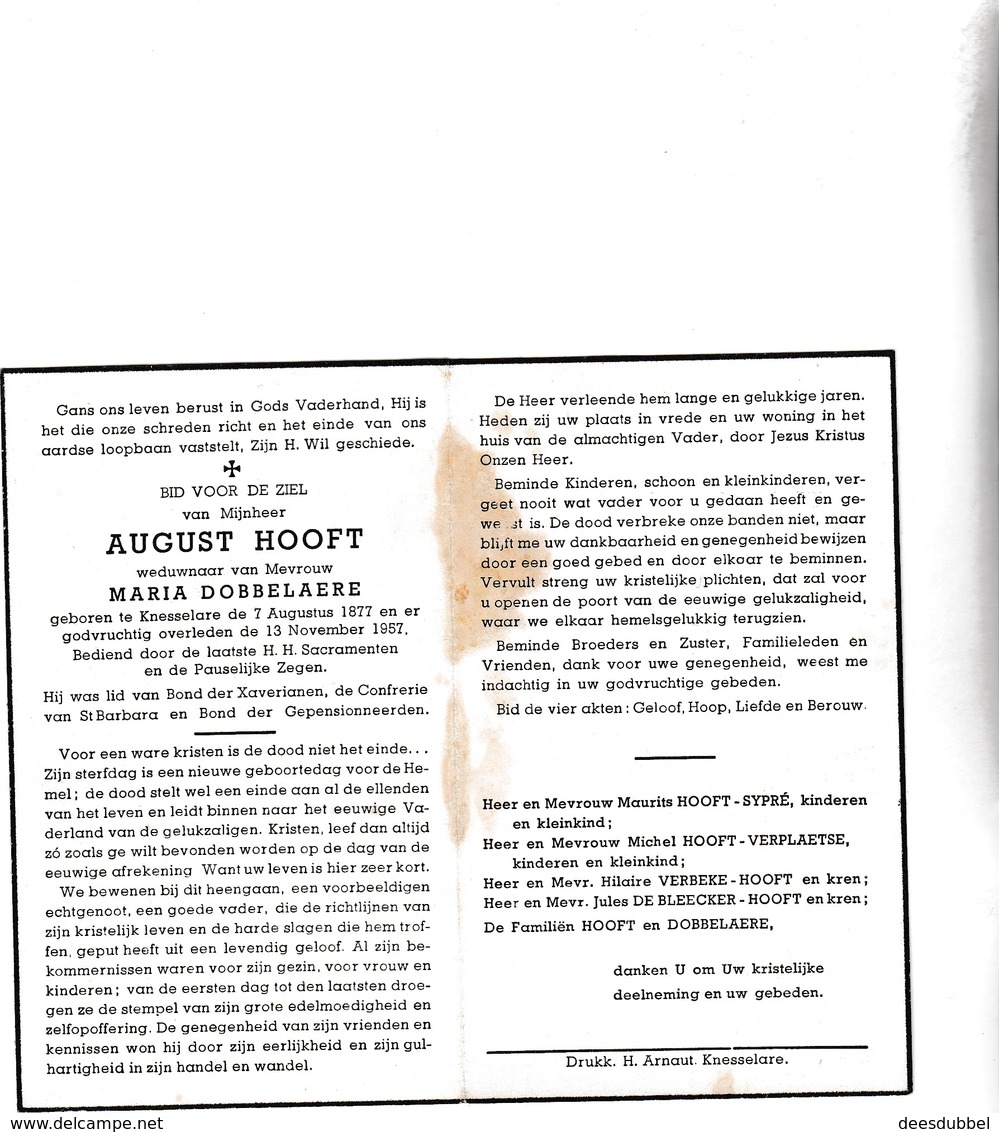 A.HOOFT °KNESSELAERE 1877 +1957 (M.DOBBELAERE) - Religion & Esotericism