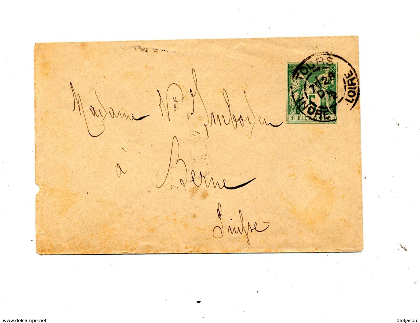 Lettre Entiere 5 C Sage Cachet Tours + Berne - Standard Covers & Stamped On Demand (before 1995)