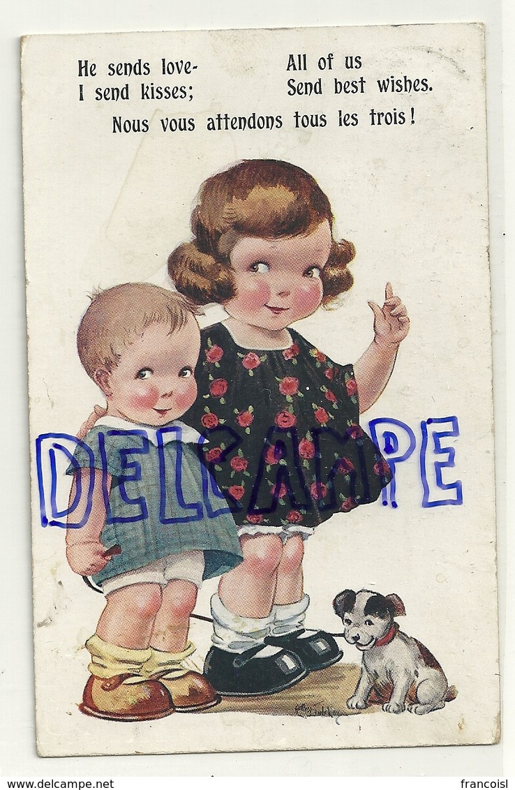 Deux Enfants Et Un Chien. 1924. Signée ? Florence House - Autres & Non Classés