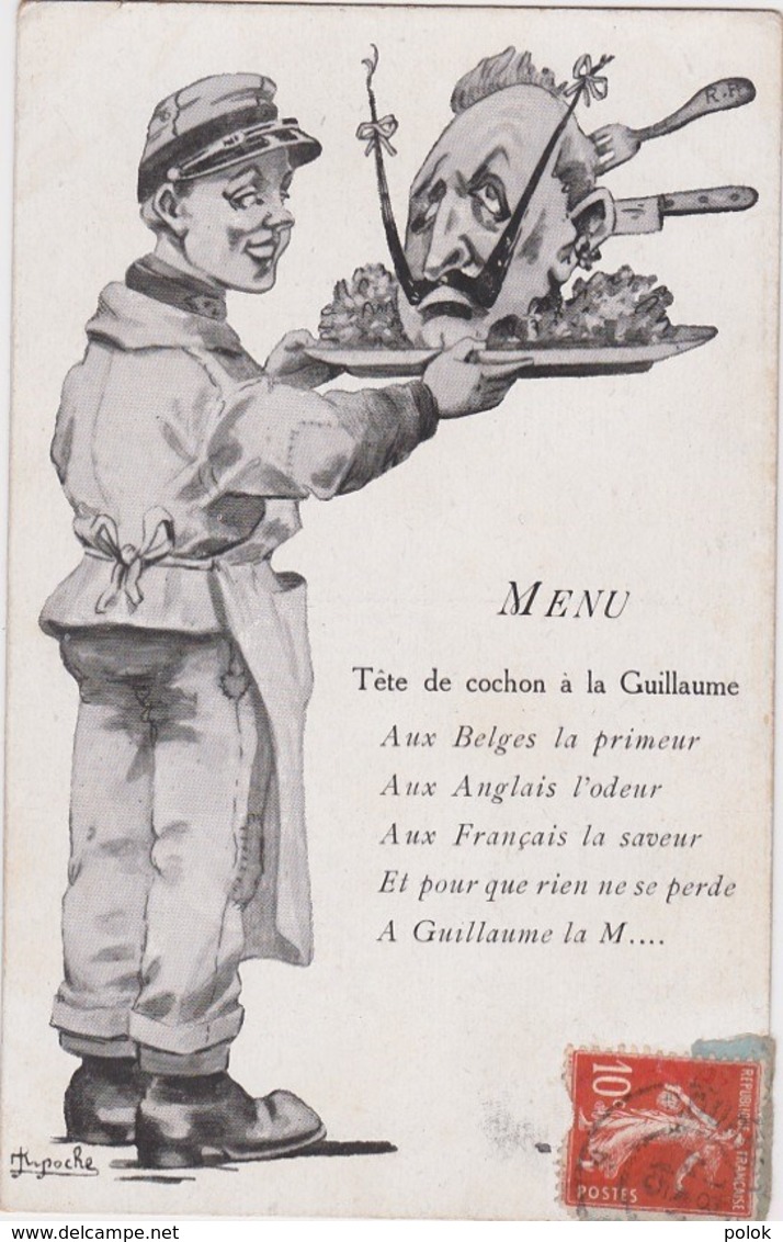 Bu - Cpa Illustrée - MENU : Tête De Cochon à La Guillaume - Patriotiques