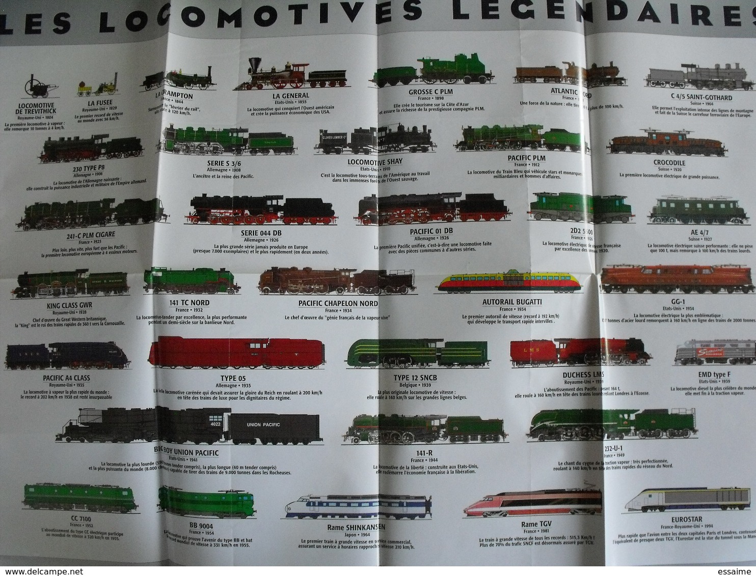 l'age d'or de la traction vapeur en France (1900-1950). Trains de légende. clive lamming. atlas 2005 + poster