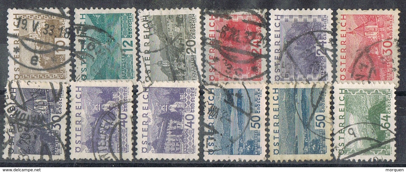 Sellos Varios AUSTRIA 1932, No Complet Shet,  Yvert 405-418 º - Usados