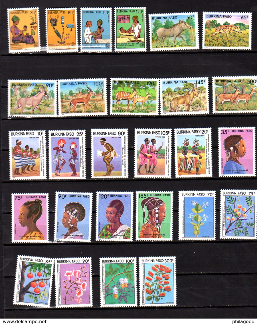 1986-87   Burkina, Enfant, Animaux, Culture Bobo, Fleurs, Entre 705 Et 736**, Cote 45 €, - Burkina Faso (1984-...)