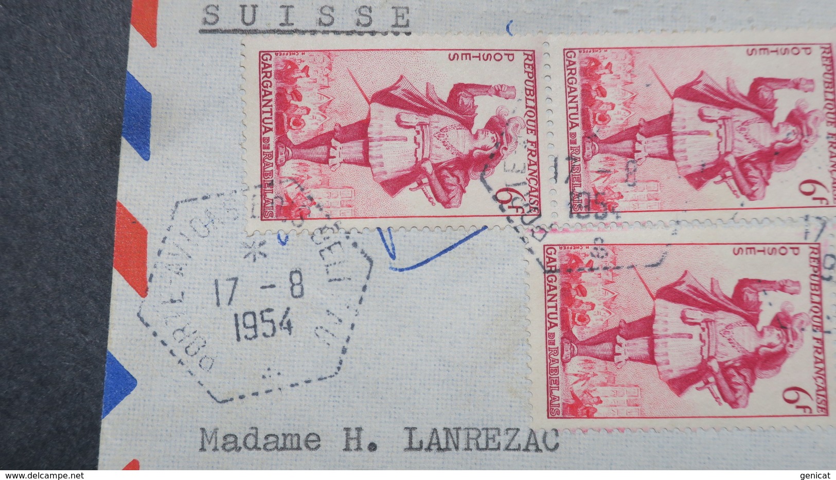 Lettre Du Porte Avions Bois Belleau Aout 1954 ( Evacuation Des Réfugiés Du Tonkin ) Pour Neufchatel Suisse - War Of Indo-China / Vietnam