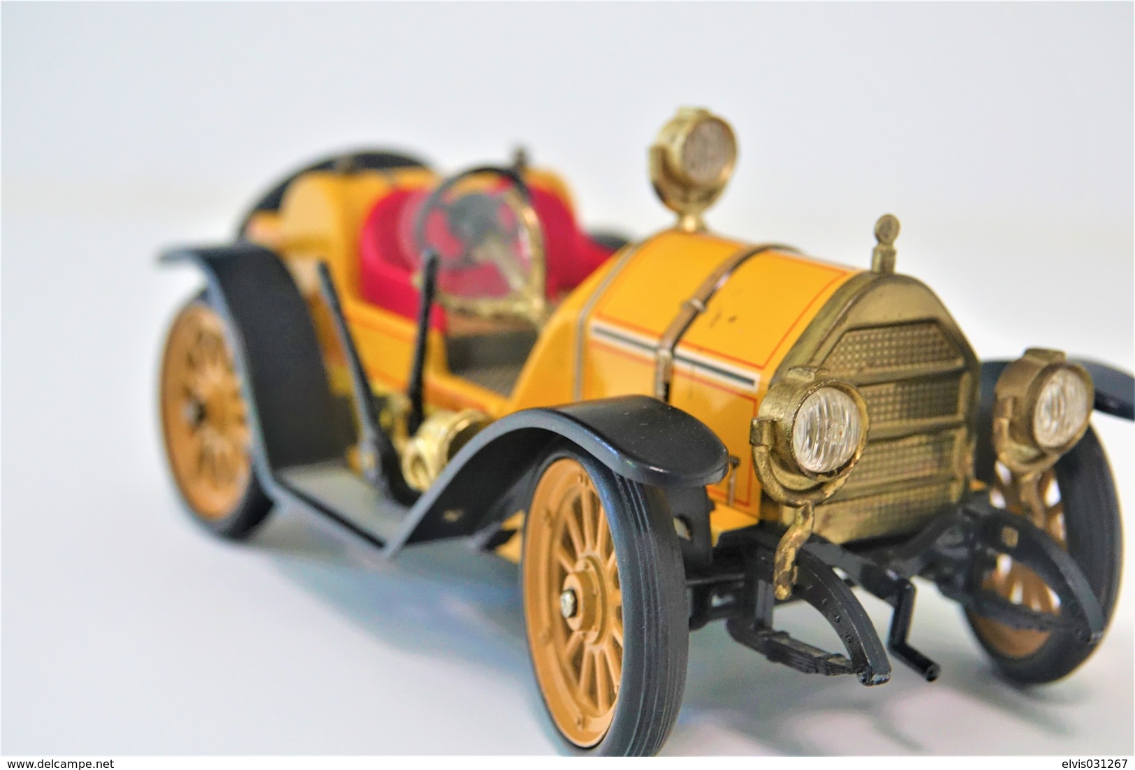 Vintage TIN TOY CAR : maker SCHUCO - YELLOW 1225 - Mercer Typ 35j 1913 - 18cm - west germany  - Friction