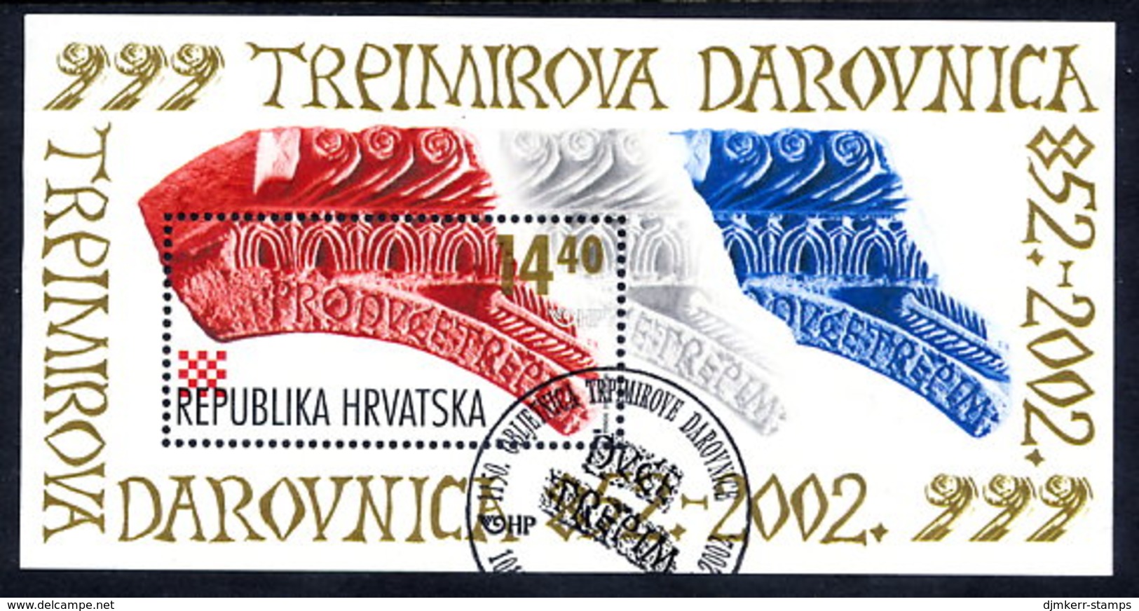 CROATIA 2002 Prince Trpimir's Deed Of Gift Block Used.  Michel Block 20 - Croatie