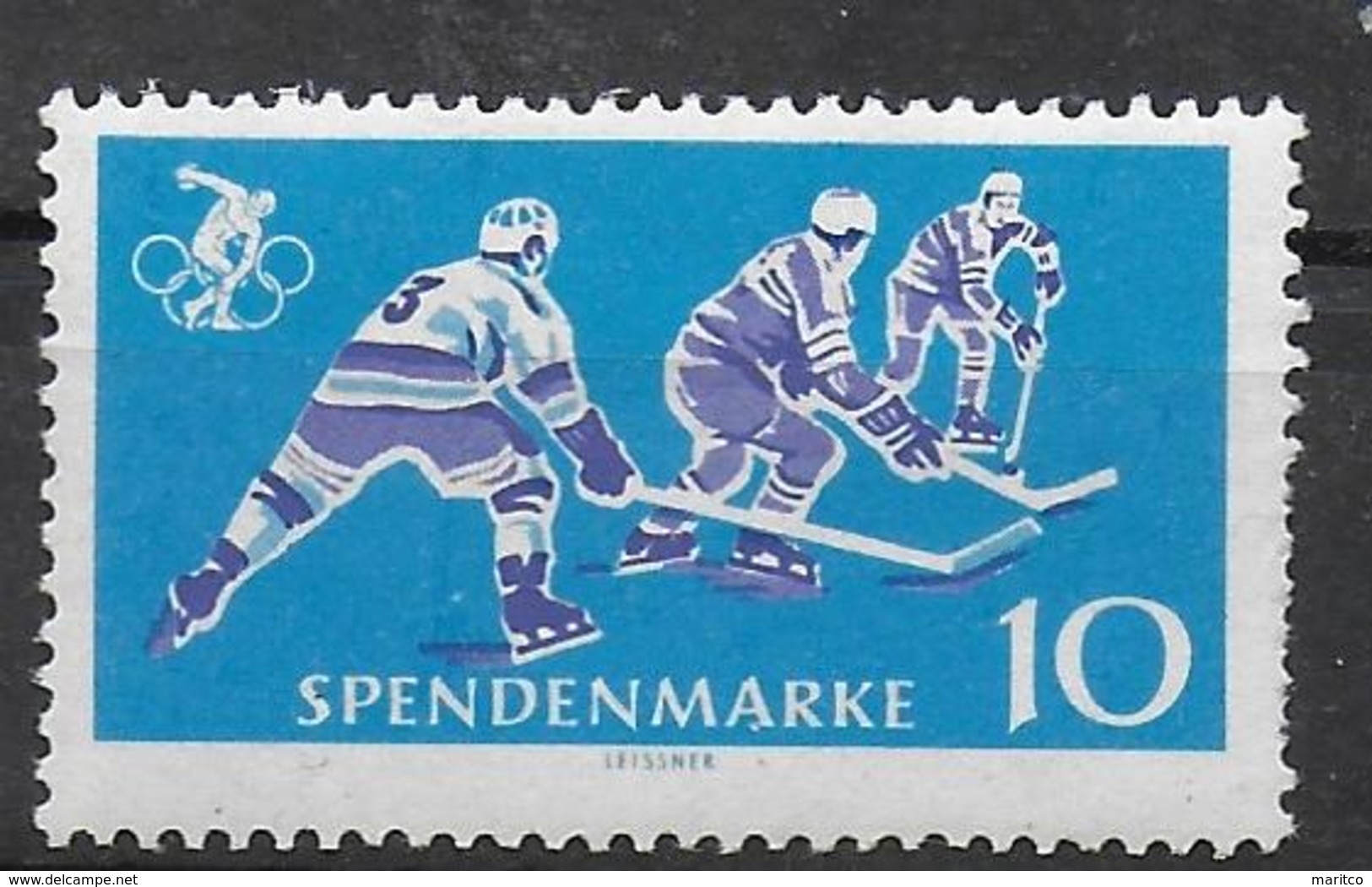 DDR 1964 Spendenmarke 10 Pfg Ice Hockey - Hockey (Ijs)