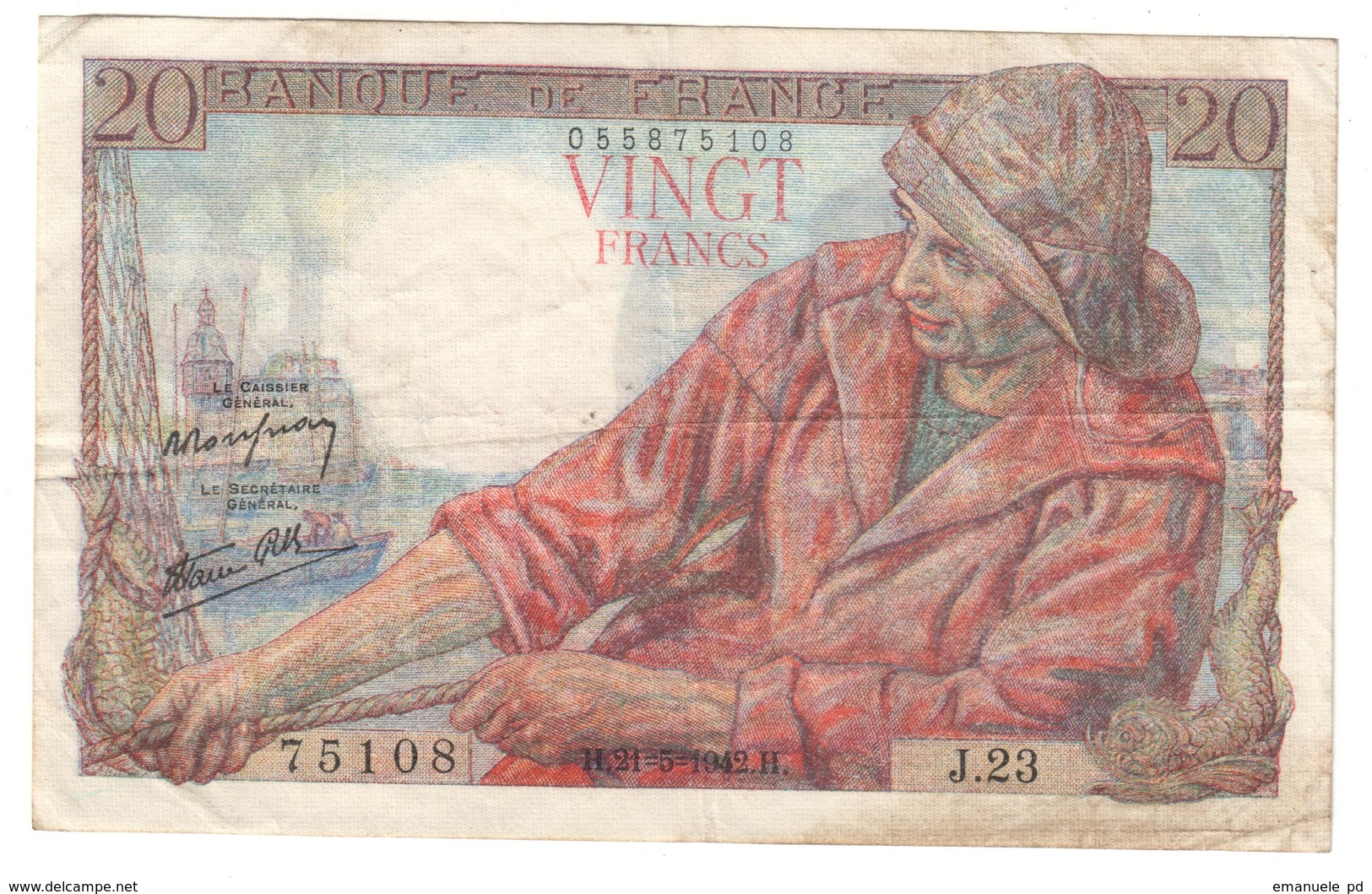 France 20 Francs 21/05/1942 - 20 F 1942-1950 ''Pêcheur''