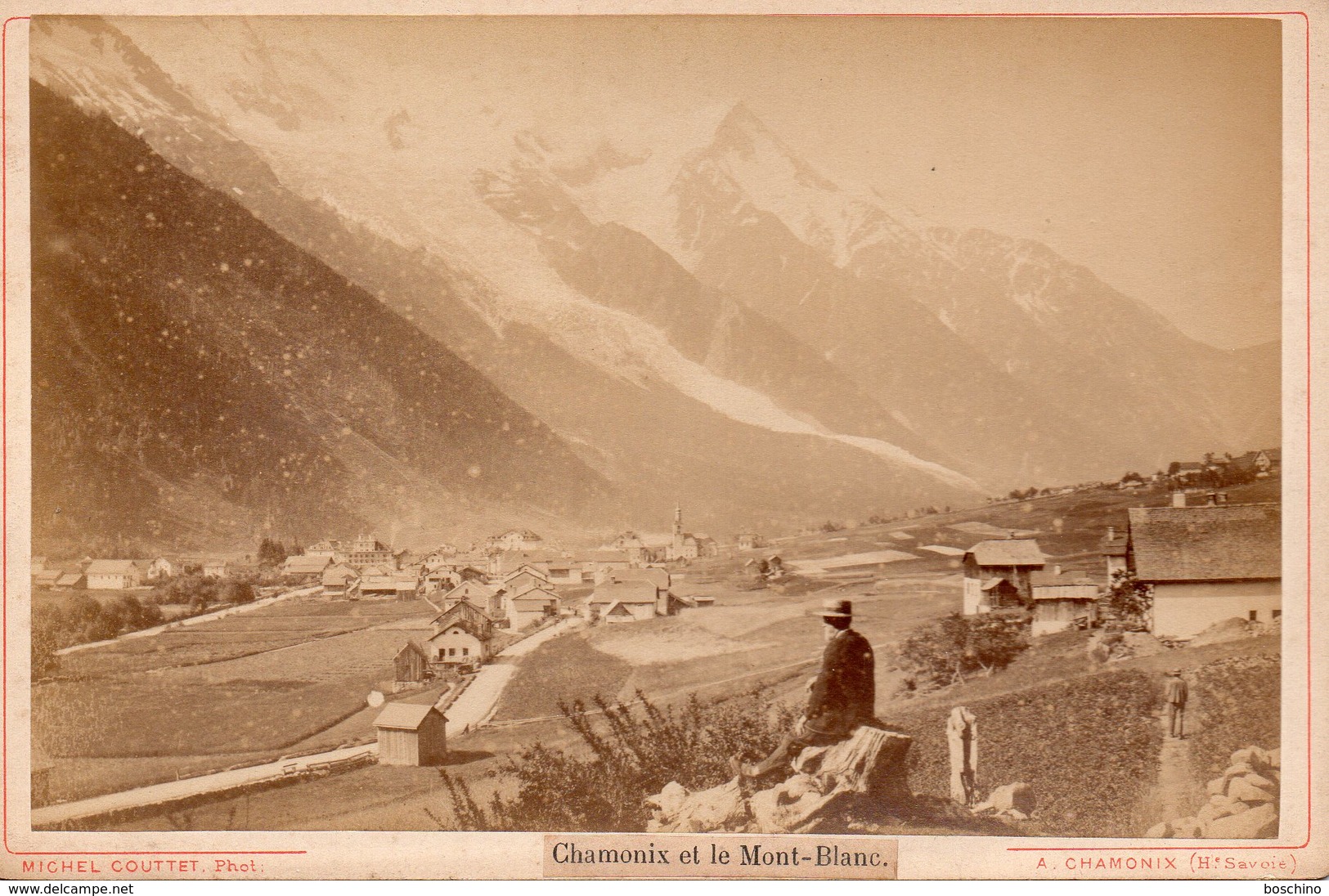 Photo Ancienne Sur Carton - Chamonix Et Le Mont Blanc ( Dim 16x10 Cm) - Anciennes (Av. 1900)