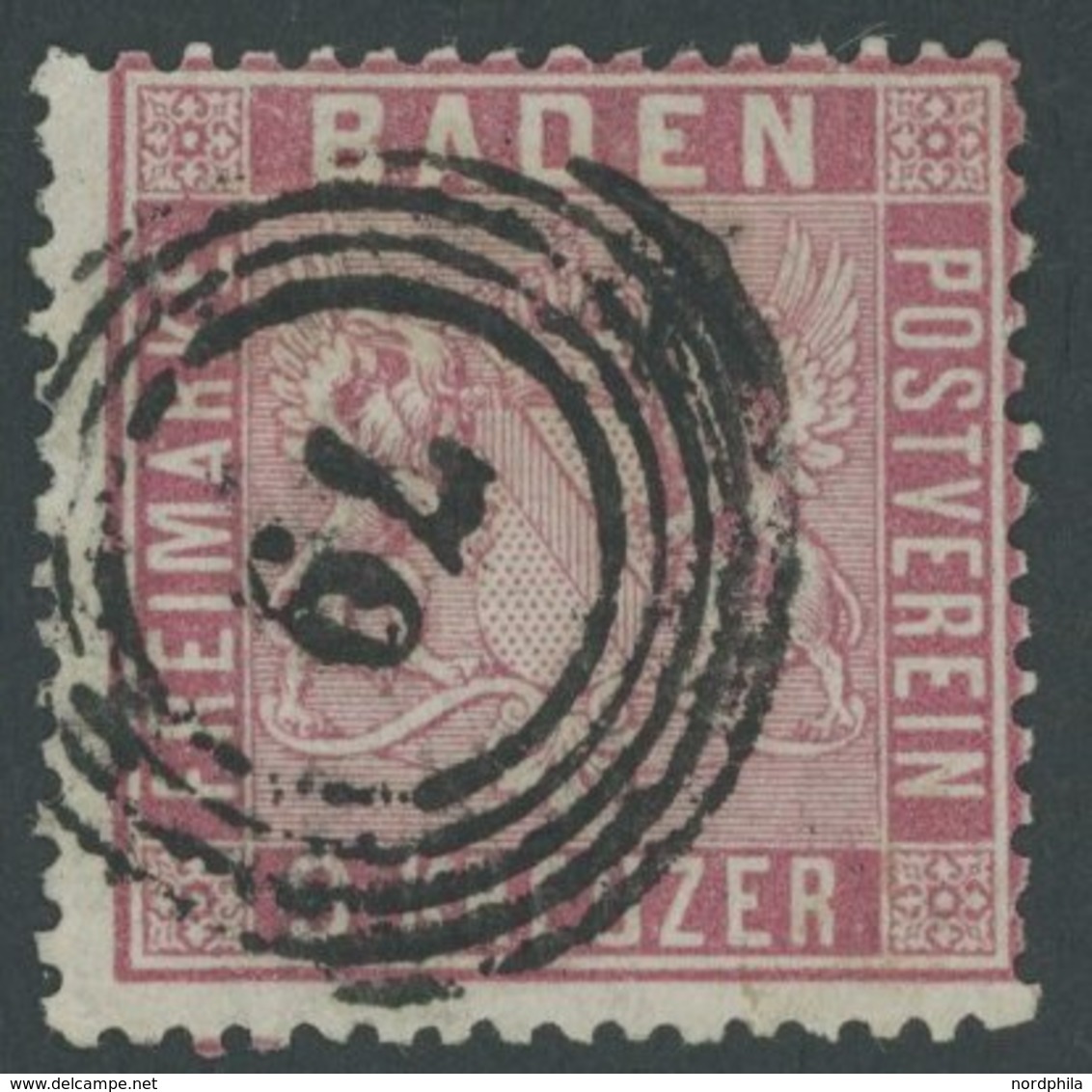 BADEN 12 O, 1861, 9 Kr. Karmin, Normale Zähnung, Pracht, Gepr. Flemming, Mi. 220.- - Other & Unclassified