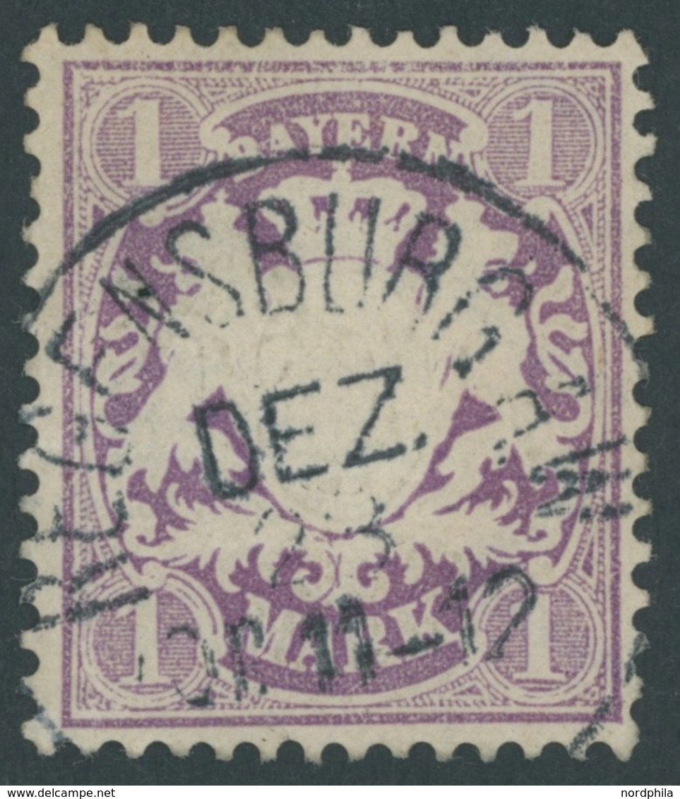 BAYERN 31a O, 1875, 1 M. Violett, Leichte Bugspur Sonst Pracht, Mi. 80.- - Autres & Non Classés