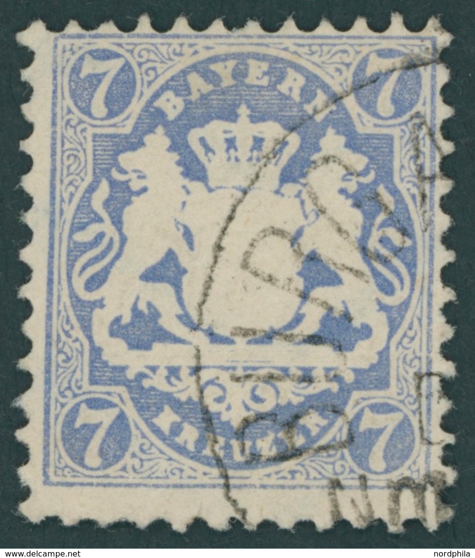 BAYERN 34 O, 1875, 7 Kr. Dunkelultramarin, Wz. 2, Pracht, Gepr. Pfenninger, Mi. 340.- - Autres & Non Classés