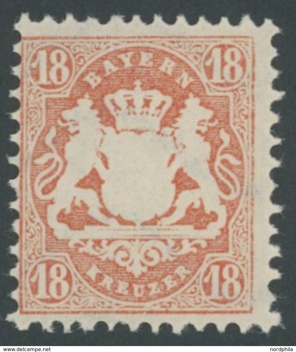 BAYERN 36 **, 1875, 18 Kr. Dunkelzinnoberrot, Wz. 2, Postfrisch, Pracht, Mi. 60.- - Sonstige & Ohne Zuordnung